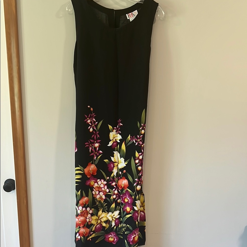 R & K - 12, black Floral Sleeveless Dress, Sequins